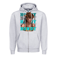 Heather Grey howdy howdy black girl Zipper Hoodie - texasbilliewilder