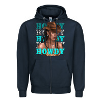 Navy howdy howdy black girl Zipper Hoodie - texasbilliewilder