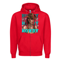 Red howdy howdy black girl Zipper Hoodie - texasbilliewilder