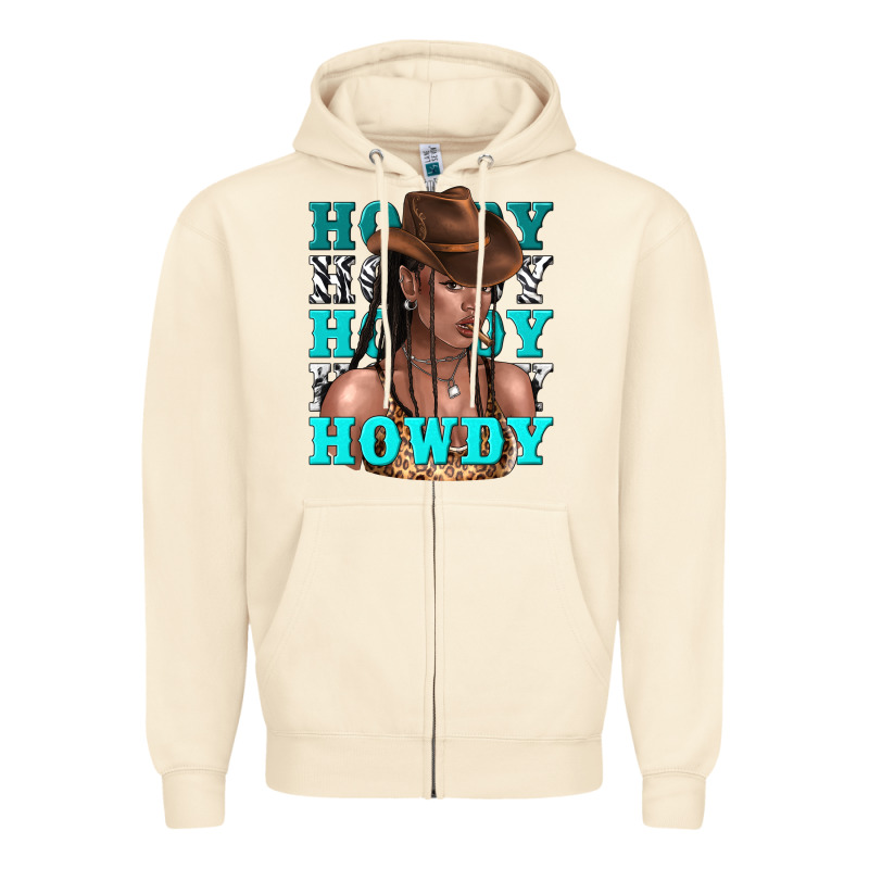 Howdy Howdy Black Girl Zipper Hoodie by texasbilliewilder | Teevron