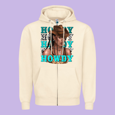 Howdy Howdy Black Girl Zipper Hoodie Designed By Texasbilliewilder