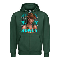 Sports Green howdy howdy black girl Zipper Hoodie - texasbilliewilder