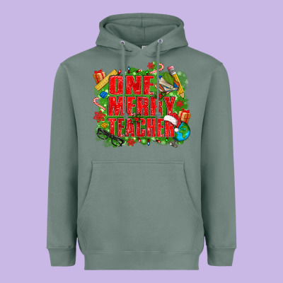 One Merry Teacher Heavyweight Hoodie Designed By Texasbilliewilder