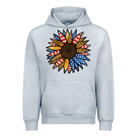 Heather Grey Patriotic Sunflower Urban Hoodie - Jasminsmagicworld