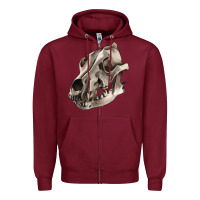 Burgundy Wolf skull Zipper Hoodie - RanaPortraitStore