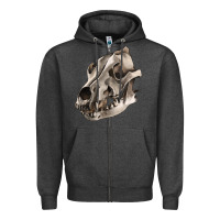 Charcoal Heather Wolf skull Zipper Hoodie - RanaPortraitStore