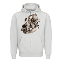 Dove Grey Wolf skull Zipper Hoodie - RanaPortraitStore