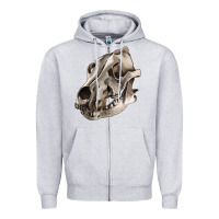 Heather Grey Wolf skull Zipper Hoodie - RanaPortraitStore