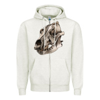 Oatmeal Heather Wolf skull Zipper Hoodie - RanaPortraitStore