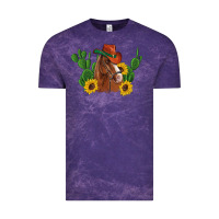 Cloud Purple western horse cowboy hat cactus sunflowers Vintage Tee - Artiststas