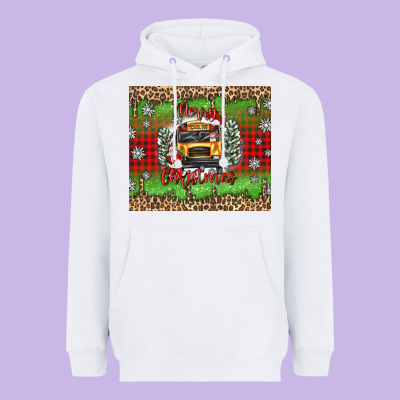 Christmas School Bus Heavyweight Hoodie Designed By Texasbilliewilder