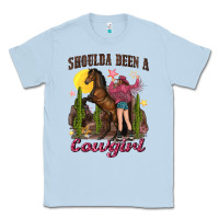 Dusty Blue shoulda been a cowgirl bucking horse Classic Tee - texasbilliewilder