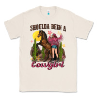 Natural shoulda been a cowgirl bucking horse Classic Tee - texasbilliewilder