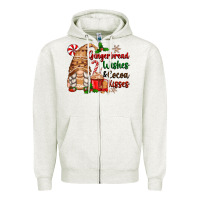 Oatmeal Heather gingerbread wishes and cocoa kisses Zipper Hoodie - Zillion Design Studio