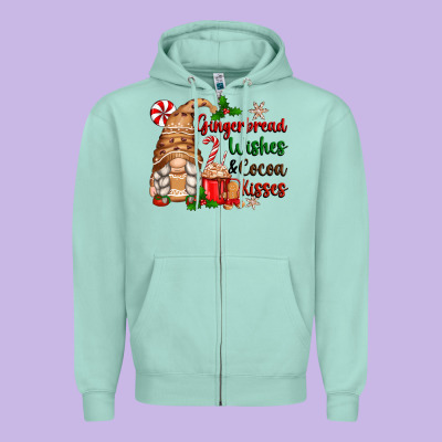 Gingerbread Wishes And Cocoa Kisses Zipper Hoodie Designed By Zillion Design Studio