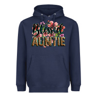 Navy flowers blessed auntie Heavyweight Hoodie - Zillion Design Studio
