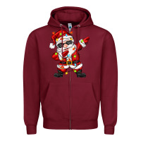 Burgundy dabbing santa with christmas lights Zipper Hoodie - Zillion Design Studio