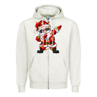 Oatmeal Heather dabbing santa with christmas lights Zipper Hoodie - Zillion Design Studio