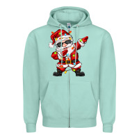 Seafoam dabbing santa with christmas lights Zipper Hoodie - Zillion Design Studio