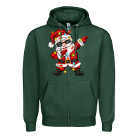 Sports Green dabbing santa with christmas lights Zipper Hoodie - Zillion Design Studio