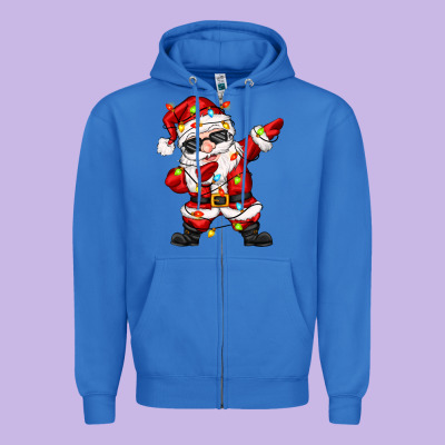 Dabbing Santa With Christmas Lights Zipper Hoodie Designed By Zillion Design Studio
