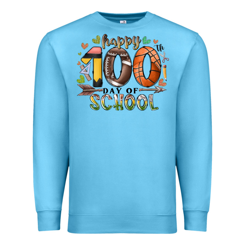 Happy 100 Americana Football Basketball Day Of Sch Premium Sweatshirt by RacoonDesign | Teevron