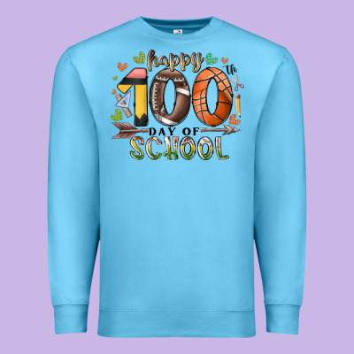 Happy 100 Americana Football Basketball Day Of Sch Premium Sweatshirt Designed By Racoondesign