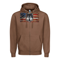 Chestnut Wolf with american flag and leopard Zipper Hoodie - RanaPortraitStore