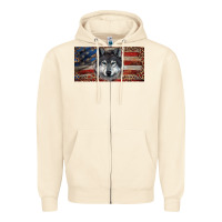 Sandshell Wolf with american flag and leopard Zipper Hoodie - RanaPortraitStore