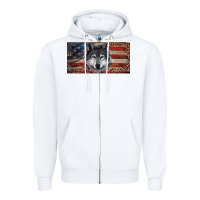White Wolf with american flag and leopard Zipper Hoodie - RanaPortraitStore