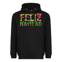 Black feliz navidad with pattern Heavyweight Hoodie - texasbilliewilder