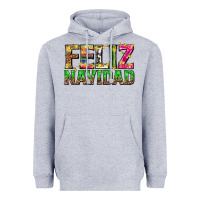 Heather Grey feliz navidad with pattern Heavyweight Hoodie - texasbilliewilder