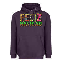 Plum feliz navidad with pattern Heavyweight Hoodie - texasbilliewilder