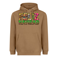 Feliz Navidad With Pattern Heavyweight Hoodie | Teevron