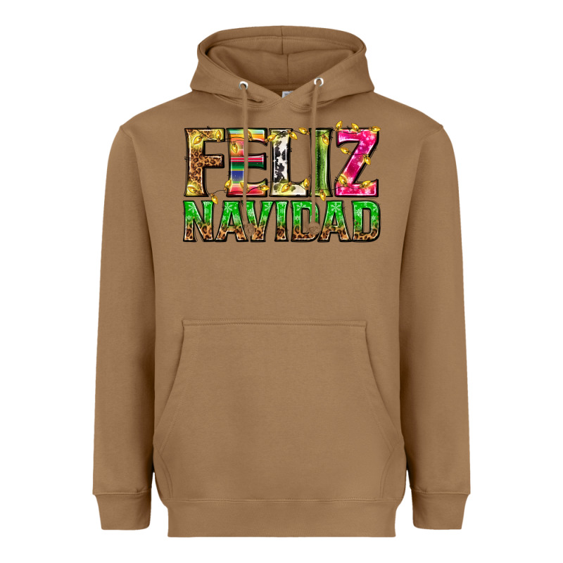 Feliz Navidad With Pattern Heavyweight Hoodie by texasbilliewilder | Teevron