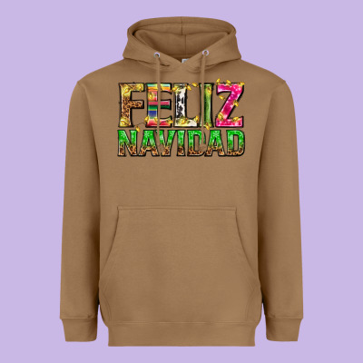 Feliz Navidad With Pattern Heavyweight Hoodie Designed By Texasbilliewilder