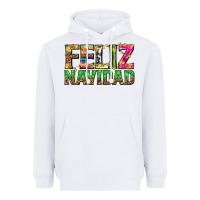 White feliz navidad with pattern Heavyweight Hoodie - texasbilliewilder