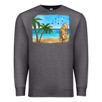 Charcoal Heather beach background Premium Sweatshirt - HRA Design Shop