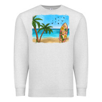 Oatmeal Heather beach background Premium Sweatshirt - HRA Design Shop