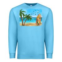 Ocean Blue beach background Premium Sweatshirt - HRA Design Shop