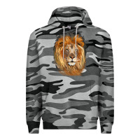 Slate Camo Lion Head Premium Hoodie - LillyAllenDesigns