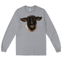 Heather Grey suffolk ewe head Long Sleeve Tee - BarkalooDesign