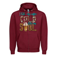 Burgundy i like my coffee cold like my soul Zipper Hoodie - texasbilliewilder