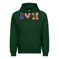 Forest Green Peace Love America Urban Hoodie - Jasminsmagicworld