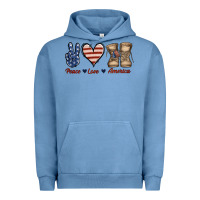 Pigment Pebble Blue Peace Love America Urban Hoodie - Jasminsmagicworld