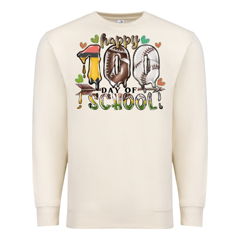 Happy 100 Day Of School American Football Baseball Premium Sweatshirt by RacoonDesign | Teevron