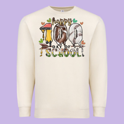 Happy 100 Day Of School American Football Baseball Premium Sweatshirt Designed By Racoondesign