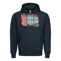 Navy just a small town girl cowgirl boots Zipper Hoodie - texasbilliewilder