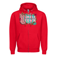Red just a small town girl cowgirl boots Zipper Hoodie - texasbilliewilder