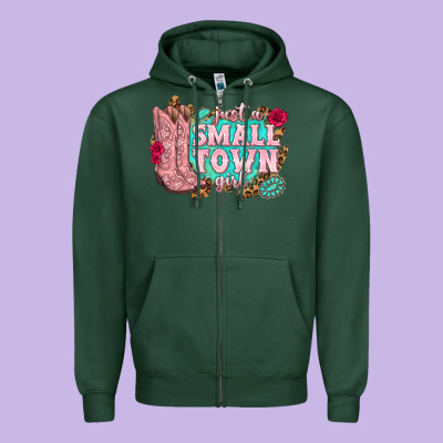 Just A Small Town Girl Cowgirl Boots Zipper Hoodie Designed By Texasbilliewilder